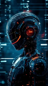 Neon sentry listens to the data storm humming around it