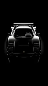 Supercar silhouette emerges in dramatic high-contrast light.