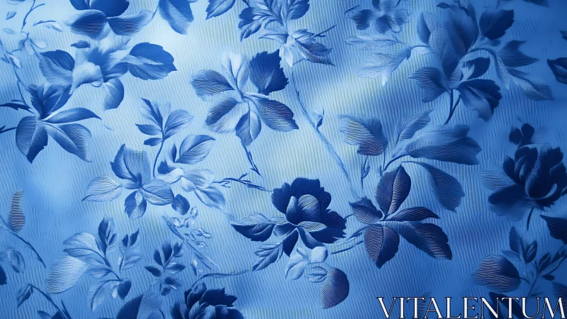 Silken midnight blossoms drift across a luminous blue field.