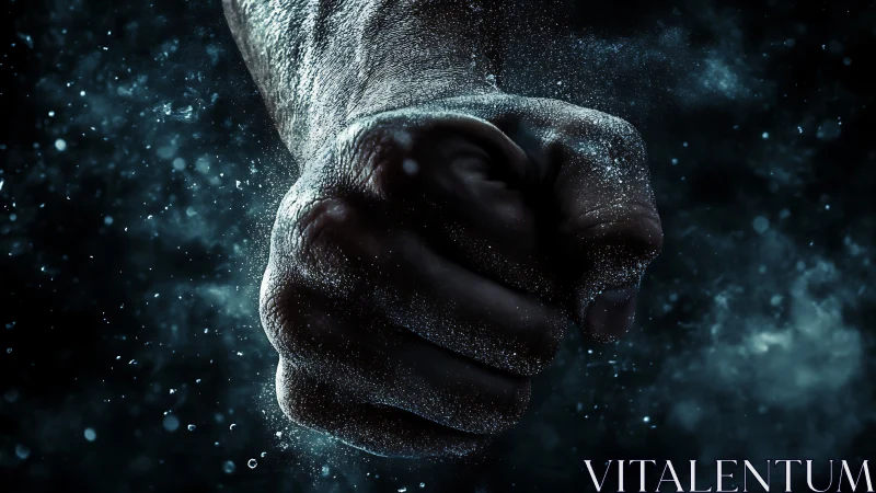 Frost-Kissed Fist: Cosmic Determination Frozen in Time.