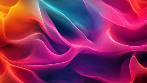 Flowing neon waves of color invite a dreamy visual escape.