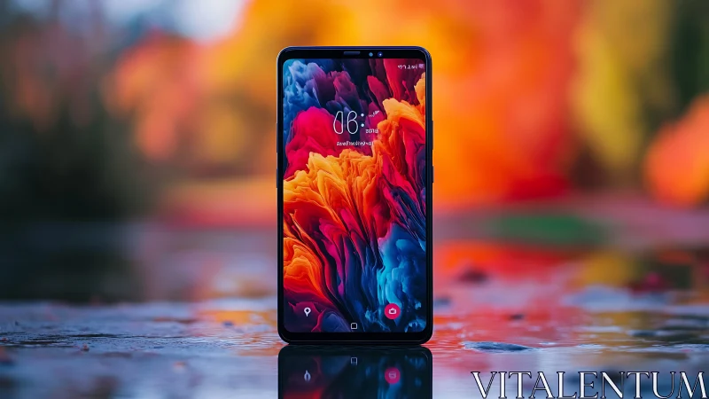 Vibrant Modern Smartphone Displays Stunning Abstract Liquid Wallpaper