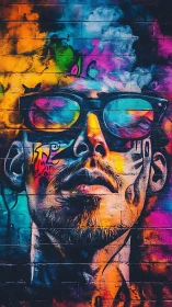 High-saturation street portrait mural with layered aerosol glazing