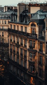 Dusky Parisian facades catching the last embers of daylight.