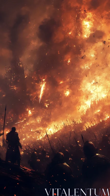 Battle Siege Inferno: Medieval Warfare Rendered Through Apocalyptic Fire.