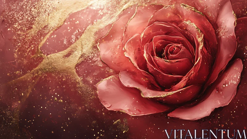 Luxe Rose with Gold Leaf Texture and Particles