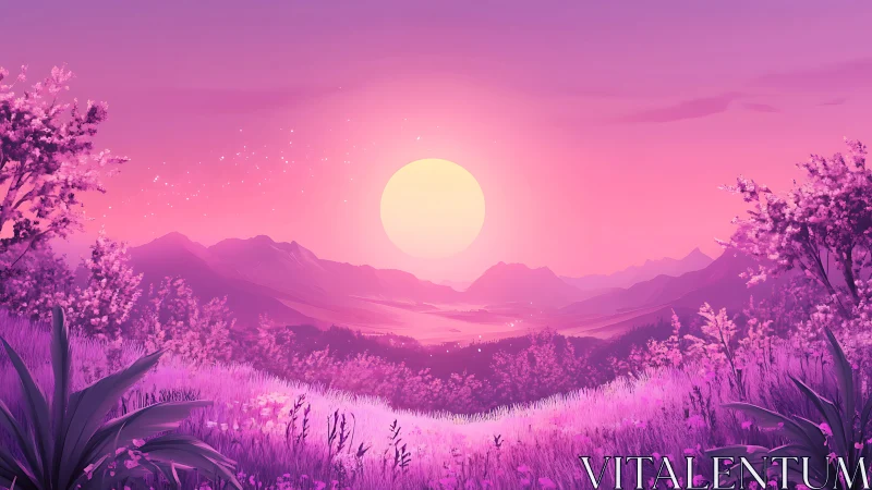 Sun drinks the horizon in candy coated valley twilight