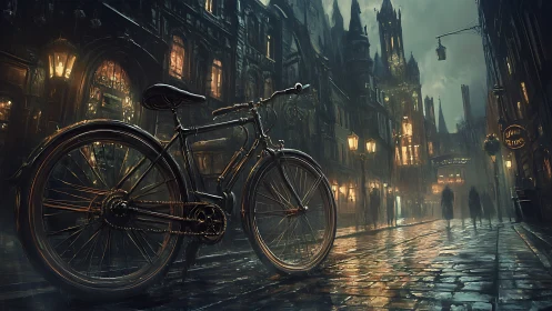 Vintage Bicycle Dreams in an Enchanted Gothic City