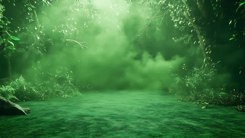 Emerald Mist Portal: Nature's Luminous Sanctuary Awakens.