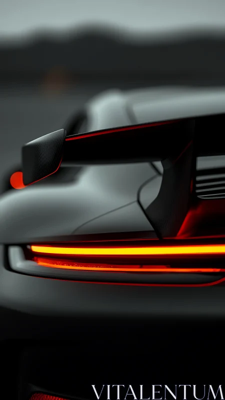 Rear aero wing and LED light strip define a racing coupé
