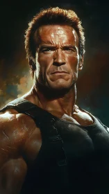 Powerful warrior stands strong in vivid heroic portrait