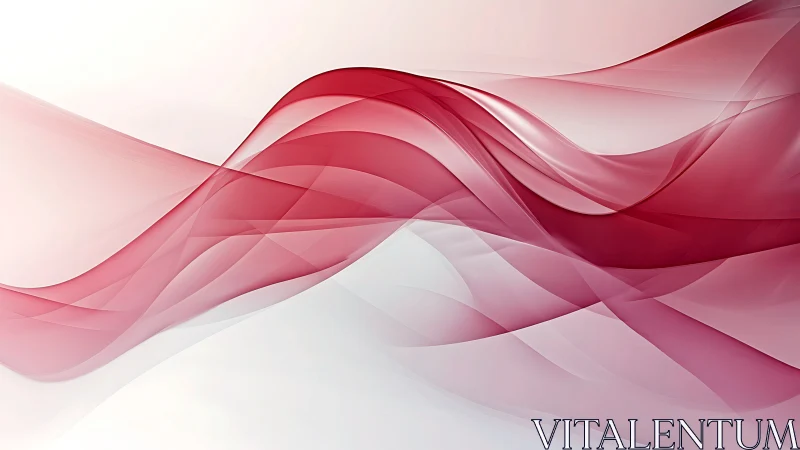 Translucent crimson waveform ribbons on soft white gradient