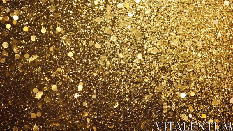 Golden glitter macro field with dense bokeh particle dispersion.