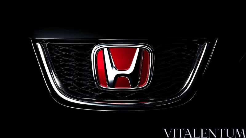 Bold red car emblem glowing with sleek modern style.