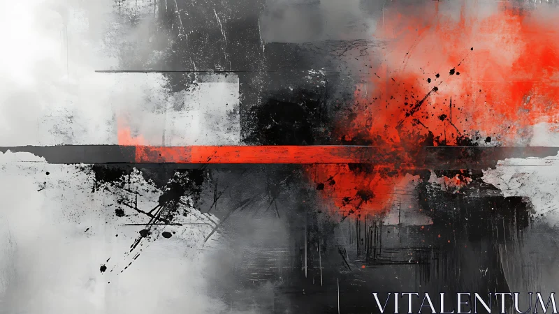 Abstract Urban Art with Bold Red and Black Splashes, Modern Style.