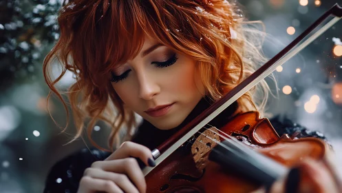 Winter serenade with a red haired violin daydreamer.