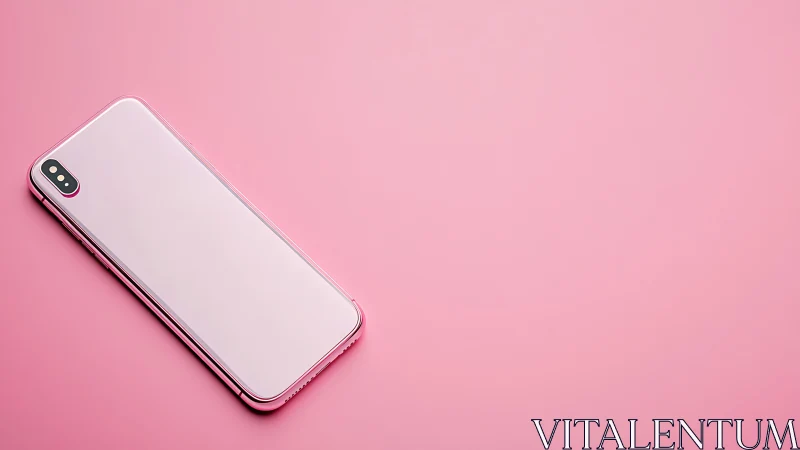 Minimalist Smartphone Drifts Across Candy-Pink Expanse