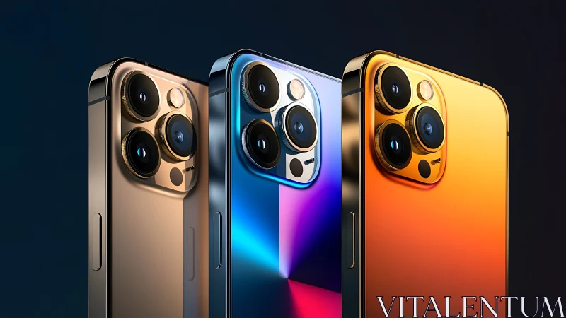 Triple Smartphone Lineup: Gradient Color Variants with Pro Camera Systems
