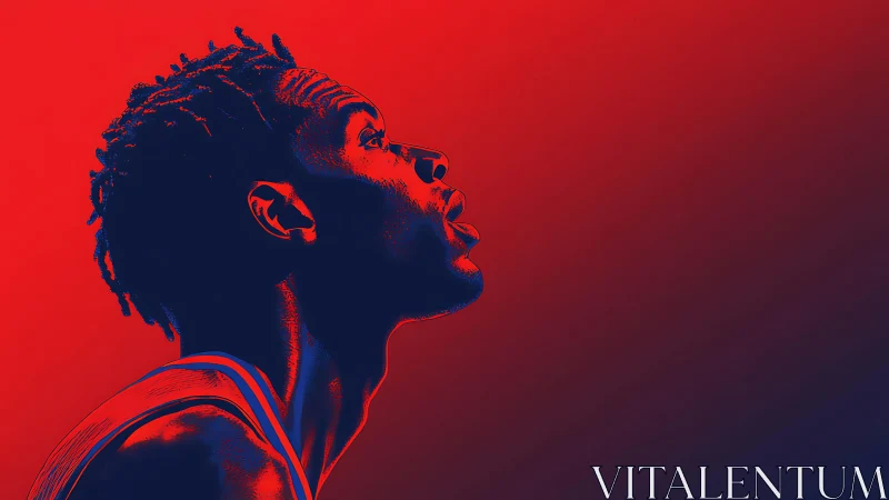 Bold basketball portrait celebrates focus in rich red tones