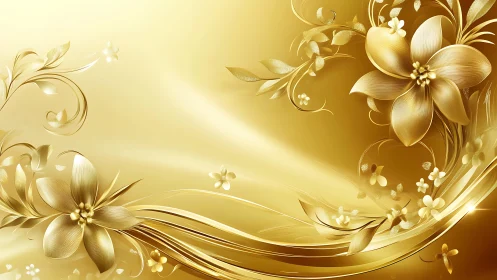 Golden Floral Elegance Blooms with Timeless Ornamental Beauty