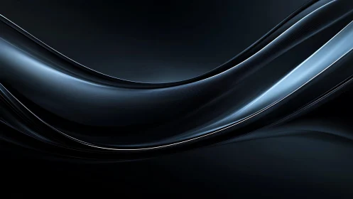 Sleek dark abstract waves with metallic sheen in modern style.