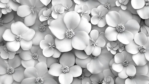 Monochromatic Floral Topography: Digitally Rendered Dimensional Petals.