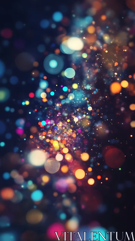 Vibrant bokeh galaxy glows across deep cosmic darkness