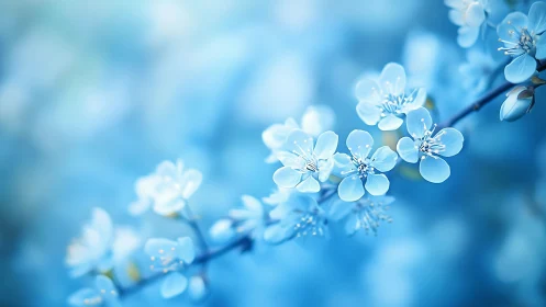 Delicate Spring Blossoms in Blue Soft Focus.