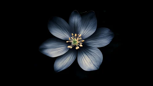 Blue Blossom's Delicate Dance Against the Dark.