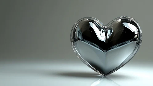 Transparent Glass Heart Form with Specular Reflectivity and Shadow Mapping