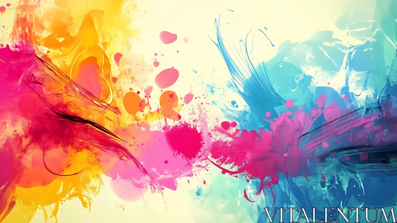 Colorful paint splash collision bursting with lively motion.
