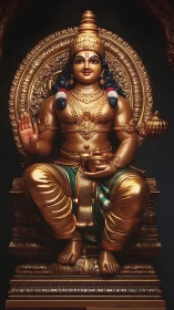 Gilded Hindu deity sculpture with ornate iconographic detailing.