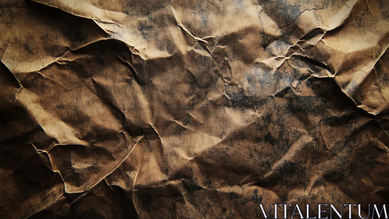 Weathered brown paper surface shows deep creases and stains.