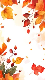 Vertical border illustration with scattered autumn leaves.