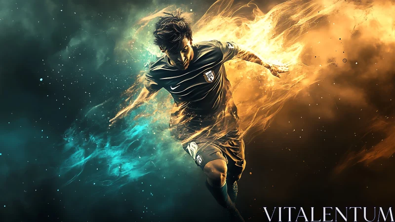 Blazing soccer hero charges ahead in a dramatic energy clash