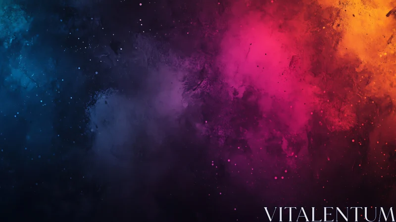 Vibrant cosmic color clouds drift across a starry dark space