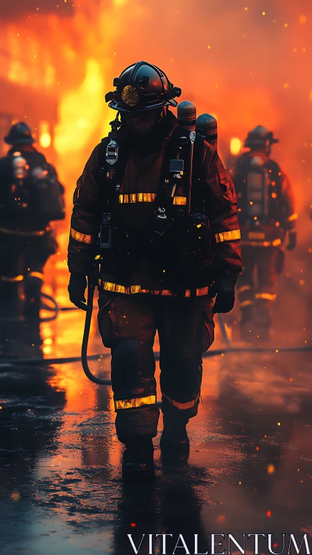 Firefighters in Intense Blaze Combat Operations