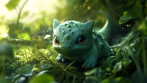 Gentle forest creature resting in a glow of soft magic.