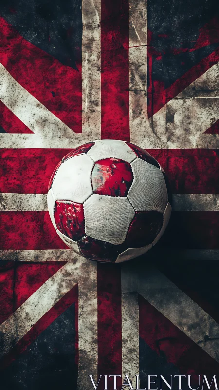 Bold vintage football rests proudly on worn UK flag