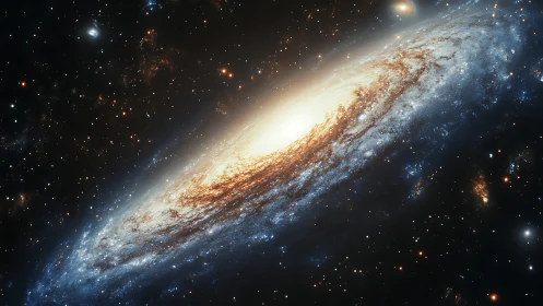 Spiral galaxy core with dense starfield in deep space.