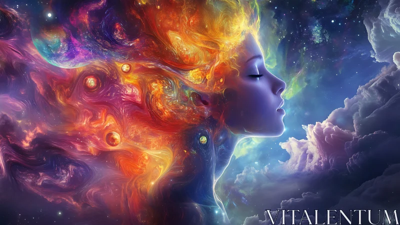 Celestial daydreamer drifting through swirling cosmic color.