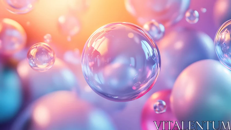 3D translucent bubbles in luminous pastel depth-of-field field.