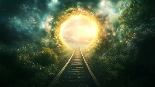 Railway into the Sun Gate, where forests melt to starlight.