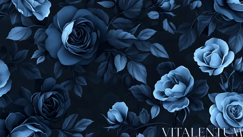 Moody Blue Roses Bloom in Dramatic Dark Floral Still Life