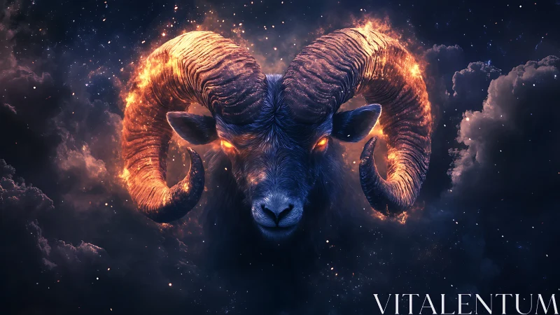 Blazing cosmic ram head emerges from stormy nebula clouds