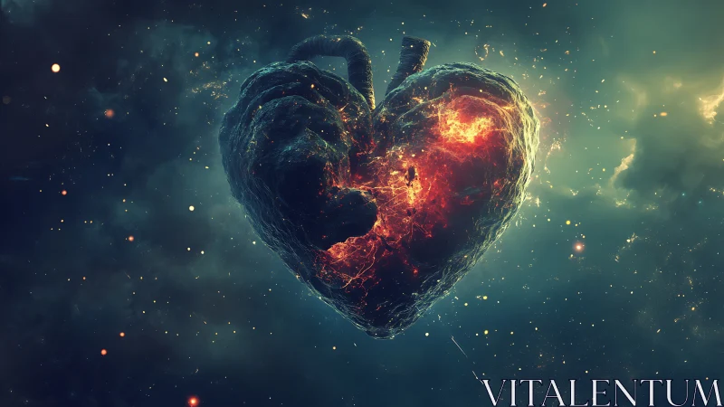 Luminescent Heart Form in Space with Incandescent Core