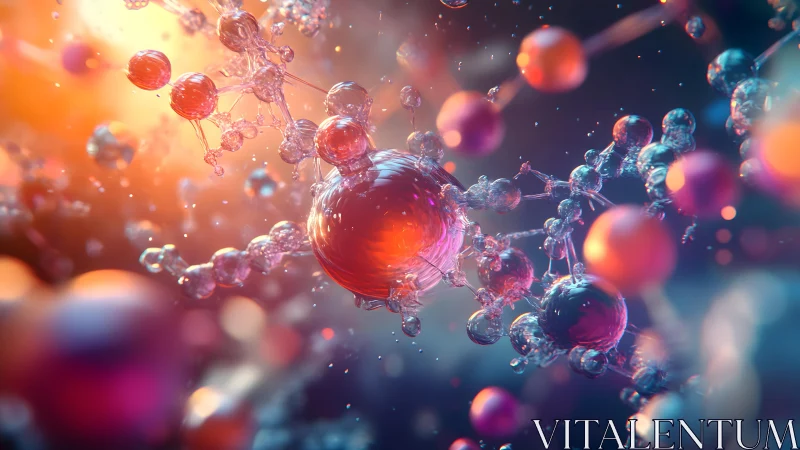 Vivid Molecular Structure in Abstract Sci-Fi Digital Art Style.