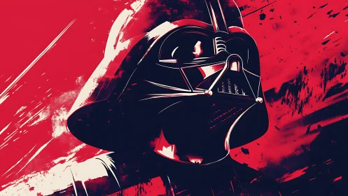 Helmeted sci‑fi figure in high contrast red environment.