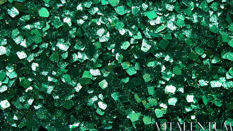 Macro analysis of green reflective glitter particle field.