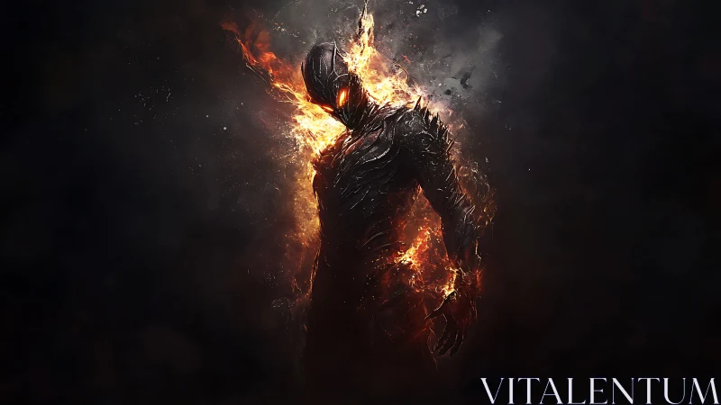 Infernal humanoid figure forged in fire and molten shadow.